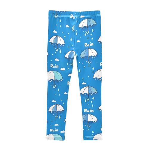 Umbrella Rain Blue Girls Leggings Soft Stretch Workout Yoga Dance Pants for Kids Casual Tights2