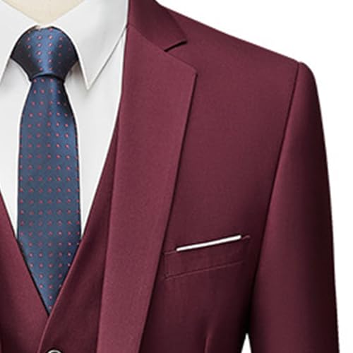 Men's 3 Piece Dress Suit Slim Fit Blazer Jacket Vest Pants Suit Set Formal Wedding Prom Tuxedo Suits3