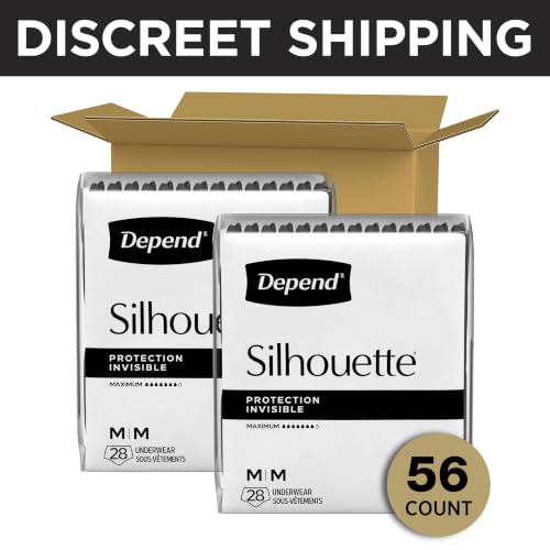 Image of Depend Silhouette Adult Diapers, Incontinence & Postpartum Bladder Leak Underwear for Women, Maximum Absorbency, Medium, Pink, 56 Count (2 Packs of 28), Packaging May Vary