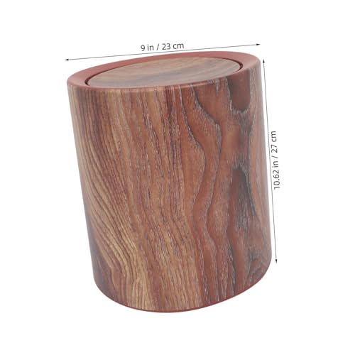 Caneca de basura rectangular con diseño de veta de madera miniatura 2