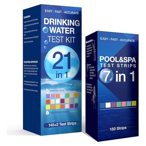7 in 1 & 21 in 1 Drinking Water Testing Kit, Pool Test Strips Home Tap and Well Water Test Kit for Hardness, Lead, Iron, Copper, Chlorine, Fluoride, More Cover
