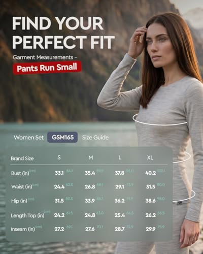 Image of MERINNOVATION Merino Wool Base Layer Set for Women 100% Merino Wool Thermal Underwear Sets Lite - Midweight Top Tank Bottom