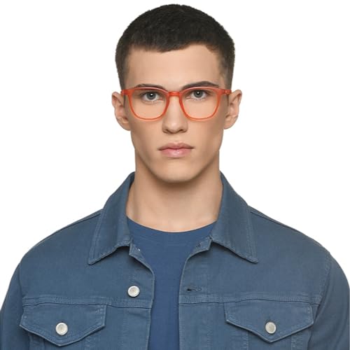 Image of HUSTLR Lenskart | Zero Power Bluecut & Antiglare Computer Eyeglasses | Full Rim Square Shape | As Seen On Shark Tank | For Men & Women | Medium | LB E14058-W