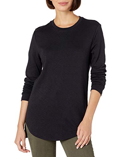 Amazon Brand - Daily Ritual Women's Cotton Modal Stretch Slub 3/4-Sleeve Tunic, Black, Medium