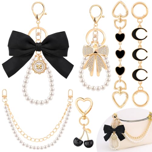 6Pcs Black Bag Charms Keychain Bag Extender Chain and Purse Charm Bag Chain