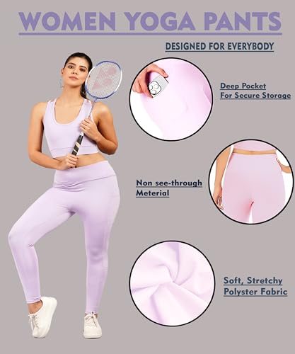 Image of NEVER LOSE Thick High Waist Yoga Pants with Pockets, Tummy Control Workout Running Yoga Leggings for Women