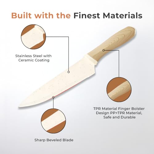 Image of HomeEssentials 6-Piece Kitchen Knife Set Stainless Steel Chef Knives, Anti-Rust, Non-Stick Blades, Ergonomic Handle, Home Cooking & Professional Use
