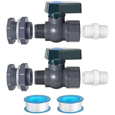 Suswillhit 2 Pack Rain Barrel Spigot Kit Water Barrel PVC Garden Diverter Kit with Bulkhead Fitting Hose Faucet Adapter and Thread Seal Tape for Water Tanks, Aquariums, Tubs, Pool, Garden Barrel Cover