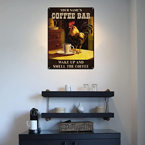 Wodoro Custom Coffee Bar Metal Tin Sign (Not Carved/Neon Sign), Kitchen Decor Wall Plaque, Personalized Gifts For Coffee Lovers, Espresso Cappuccino Latte Coffee & Tea Bar, Coffee & Wine Bar (23) #TOP4