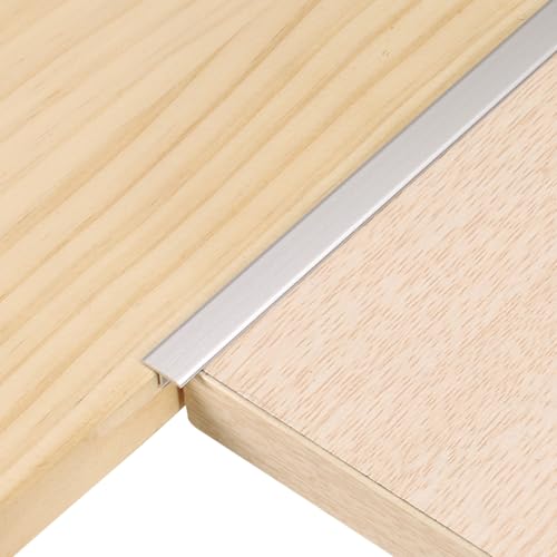 sourcing map 2 tiras de transición en T de 3 pies x 0.4 pulgadas, aleación de aluminio, vinilo para unir tablones laminados, azulejos, huecos de suelo, color plateado