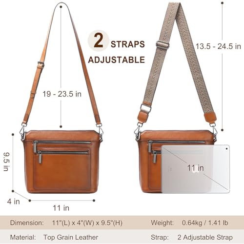 Image of COOLCY Genuine Leather Crossbody Bags for Women Purses and Handbags for Ladies with Multiple Pockets Shoulder Satchel Bag