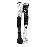 SINROYEE Sexy Cosplay Knee High Stockings Anime Cartoon Printing Thigh High Socks for Women Cute Lolita JK (Black+white)