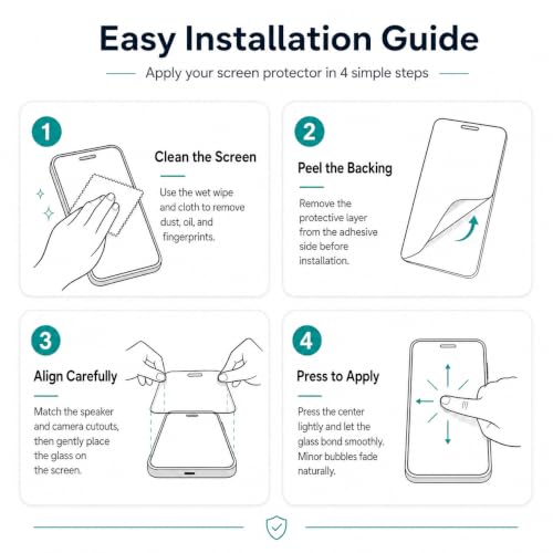 Image of Tempered Glass Screen Protector for iPhone Models | 9H Screen Guard | HD Clear | Bubble-Free | Anti-Fingerprint | Case Friendly