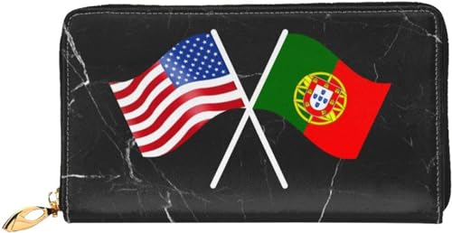 American And Portugal Flag Wallet Card Bag