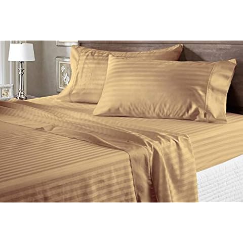 EGYPTIAN COTTON DOUBLE FLAT SHEET 600 Thread Count Taupe Stripe # Exotic Bedding Collection (1 Piece Flat Sheet Only) Cover