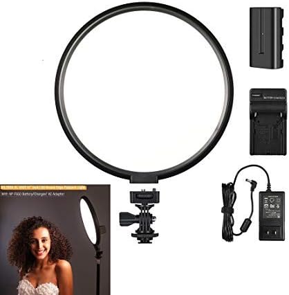 VILTROX 10" Round LED Video Light,Ultra-thin Dimmable Continuous Output Lighting Studio Lights with Battery /DC Adapter for Youtube Vlog Live Video Shooting Makeup Selfie Salon Portrait