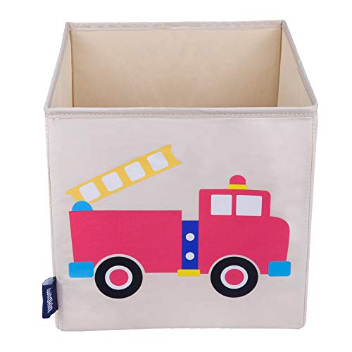 Image of Wildkin Kids 10" Storage Cube – Durable Organizer for Toys, Books, & Art Supplies - Fire Truck