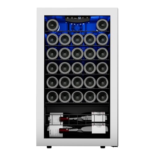 Ca'Lefort 32 Bottles Wine Cooler Refrigerator, 19' Freestanding Wine Fridge Under Counter Compressor...