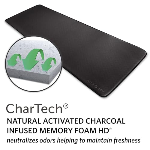 Image of MICRODRY Deluxe Fitness Exercise Yoga Mat for Home & Gym, Extra Thick for High Impact Training, Multi Layered Skid Resistant Surface, Odor Neutralizing with Carrying Strap