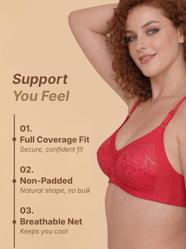 Image of INKURV Full Coverage Net Bra for Women Cotton| Comfortable Minimizer Bra for Heavy Breast Bra for Big Busts| Sag Lift Support Bra