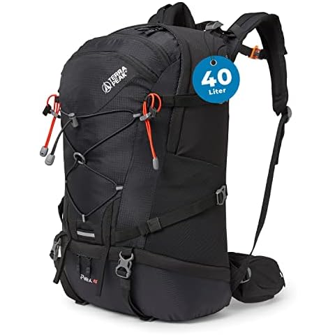 Terra Peak Wanderrucksack 40L Damen Herren Flex 40 Erwachsene schwarz groß - Trekking-Rucksack ergonomisch - Outdoor Daypack wasserdicht - Wander-Rucksäcke leicht Cover