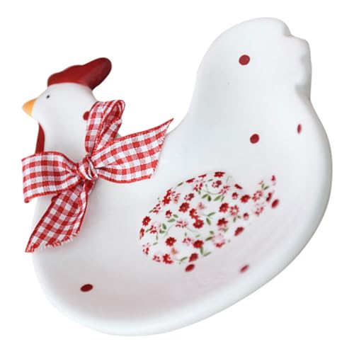 PRETYZOOM Assiette en Céramique Blanche de Poule, Plateau de Service Facile à Ranger Surface Lisse pour Maison et Bar