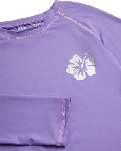 Real Love Toddler Girls Rash Guard - Quick Dry Sun Protection Girls Swim Shirt Long Sleeve Rash Guard Kids Swim Top (2T-16)4