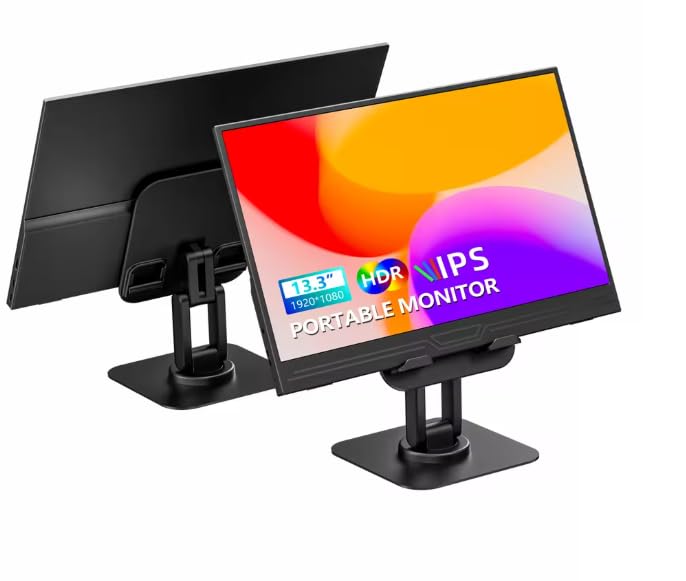 Image of Veout 13.3 inch 1080p Portable Monitor Slim Lightweight HDR Travel Small HDMI Display with Kickstand for Laptop PC /Mac /Phone /Xbox Switch /PS4