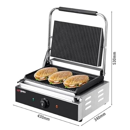 GGM Gastro | KGJ442 | Kontaktgrill - 2,2 kW - oben & unten Gerillt - Grillfläche: 345x235mm – Bild 6