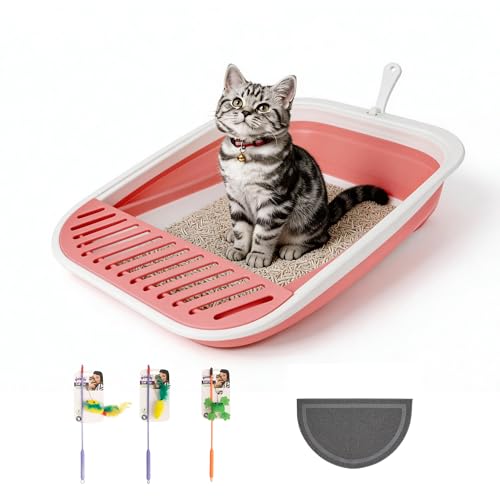 Caja de arena plegable para gatos Pawise color rosa miniatura 1