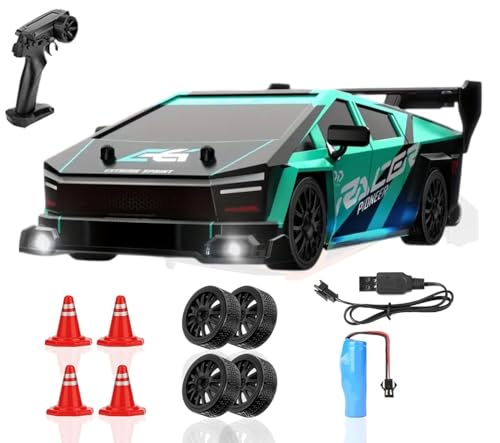 Image of Teesla Remote ControlledCar Drift, 1:24 RC Drift Car, 25 km /h, 4WD, 2.4 GHz Remote Controlled Racing Car, with LED Lights, Racing Toy, Birthday Gifts for Children from 8 Years