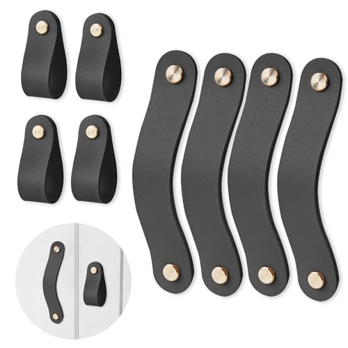Czzmy 4PC Ledergriffe für Möbel,4 Stück Handgemachte Griff Möbelknöpfe...