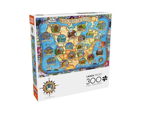 Rompecabezas Buffalo Games - Criptidos de Norteamérica, 300 piezas grandes para adultos | Arte de Carrie Wagner, fabricado en EE.UU., piezas de fácil agarre, cartón reciclado, tamaño: 21 x 15 pulgadas, incluye póster, arte enmarcable, ideal como regalo miniatura 1