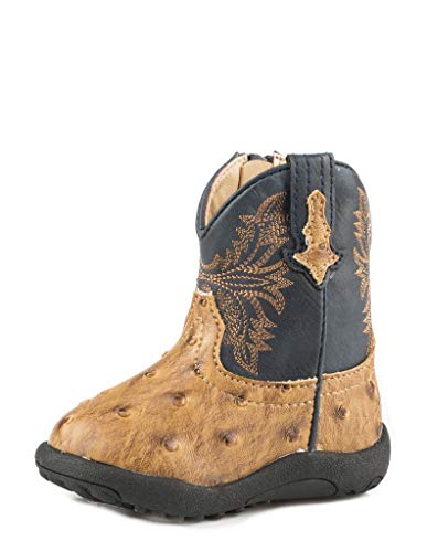 ROPER Baby Boy's Cowboy Cool (Infant/Toddler) Tan Faux Ostrich Vamp/Navy Shaft 2 Infant M