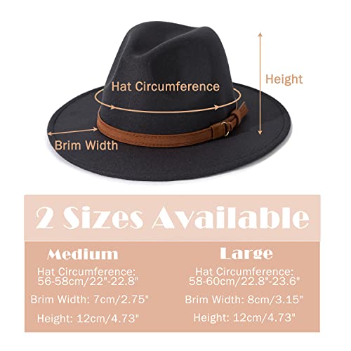 Image of Lisianthus Men & Women Vintage Wide Brim Fedora Hat | Classic Belt Buckle Decor, Adjustable Drawstring, Inner Breathable Sweatband, Timeless Style, Ideal for Travel & Daily