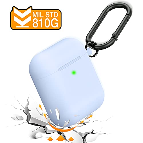 Airpods Case Cover, LELONG Soft Silicone Protective Case Cover with Keychain for Apple Airpods 2st 1st Charging Case Men Women [Front LED Visible] Light Purple