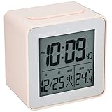 リズム(RHYTHM) 置き時計 電波時計 目覚まし時計 フィットウェーブD158 デジタル 温度 カレンダー RHYTHM PLUS 8RZ158SR13 ピンク 7.4x7.2x5cm