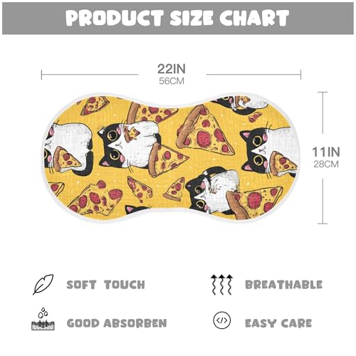 Pizzas Kawaii Cat Burp Cloths Baby Boys Girls Absorbent Soft Cotton Burping Cloths Rags, 1 Pack2