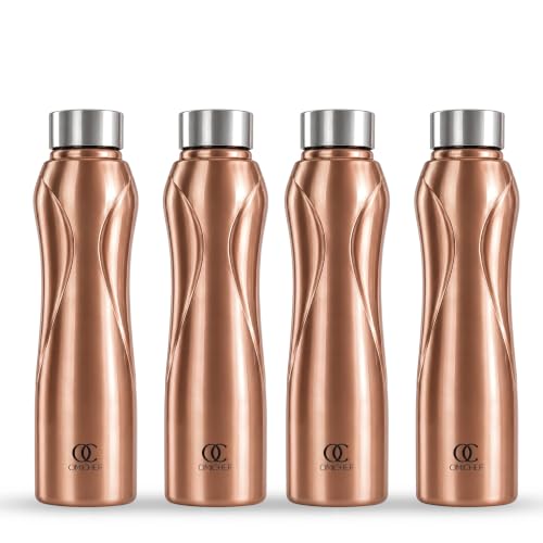 Image of Omichef Stainless Steel Water Bottle 1L (Pack of 4) | Copper Finish | Fridge Safe, Leak Proof, BPA Free | Ideal for Home, Office, School & Gym