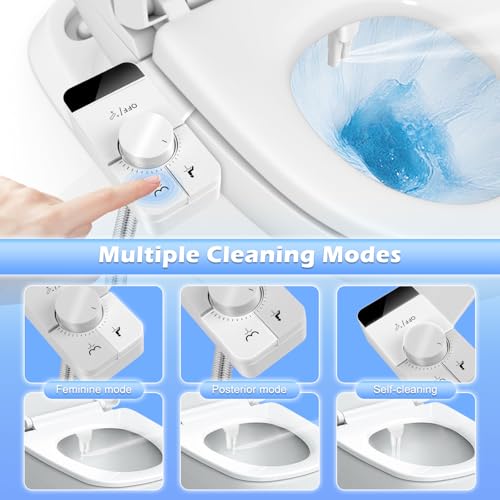 NVIYAM Bidet Aufsatz, Bidet Einsatz Für Toilette, Nicht Elektrisch Bidet Toilettenaufsatz mit Einziehbare selbstreinigende Doppeldüsen, Einstellbarer Wasserdruck(Frontal & Rear Wash)