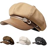 Busnos Baskenmütze Newsboy Cap Damen-Hut Mit Achteckiger Form Baskenmütze Damen-Newsboy-Kappen Trendige Niedliche Kleiderhüte Herbst- und Wintermützen Khaki Ballonmütze Mode