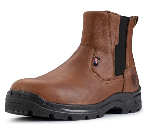 Image of SUREWAY Men's Slip On Work Boots for Men-Steel Toe,Upgraded Slip /Water Resistant,Soft Toe,Anti-Static,Fire Station Mechanic Insulated Boots /Shoes