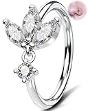 OUFER Piercing de nariz de acero quirúrgico 316L de 20 g, con circonita marquesa, hoja de 8 mm, sin costuras, para cartílago, hélice, daith, para mujer, 20G8mm, Acero inoxidable, Circonita cúbica