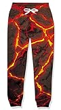 uideazone Little Boys Cool Lava Pants 3D Printed Sweatpants Spring Novelty Graphic Joggers Pants 10 11 Years Old Youth Exercise Home Party Clothes with Drawstring