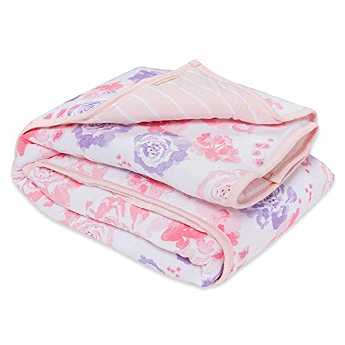 Image of Burt's Bees Baby Infant Reversible Quilt Blanket, Jersey Knit, Soft, 100% Organic Cotton Blankets, with 100% Polyester Fill for Warm Padding, Size 37 x 46 Inch