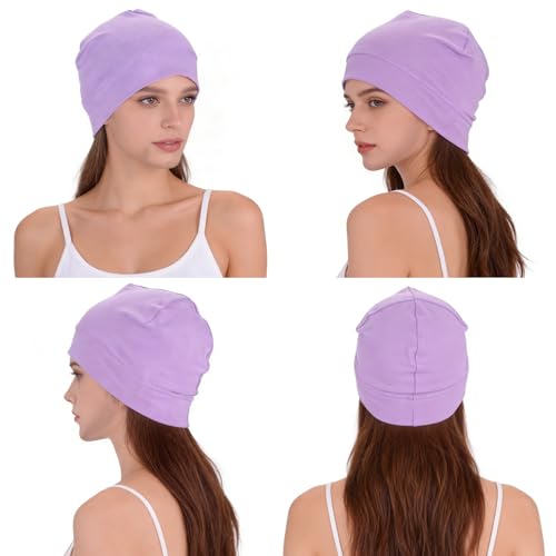 Image of Headshion 100% Cotton Skull Caps Beanie Sleeping Hats for Men Women