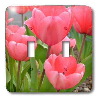Interruptor de palanca doble de diseño tulipanes rosa 3dRose lsp_22955_2 acabado Premium 3
