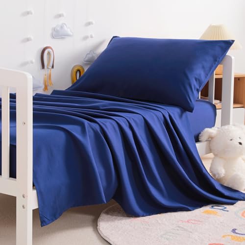 NTBAY Toddler Microfiber Sheet Set, 3 Piece, Navy Blue