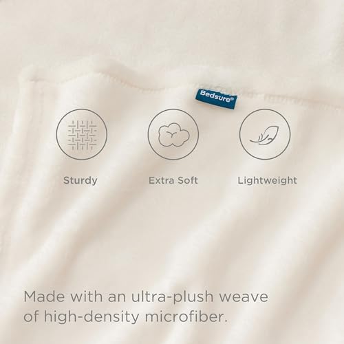 Image of Bedsure GentleSoft Fleece Bed Blankets Full Size Cream - Soft Lightweight Plush Fuzzy Cozy Luxury Blanket Microfiber, 84x90 inches