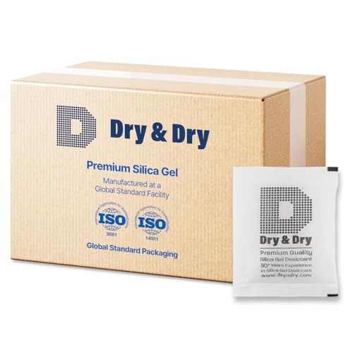Image of Dry & Dry 20 Gram [500 Packets] Silica Gel Packets Desiccants, Silica Packets - Rechargeable Moisture Absorbers for Food Storage, Electronics, 3D Filament & Safes